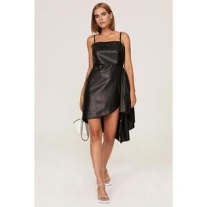 Osman Yousefzada x RTR Faux black Leather Ruffle Dress Size 6 leather peeling